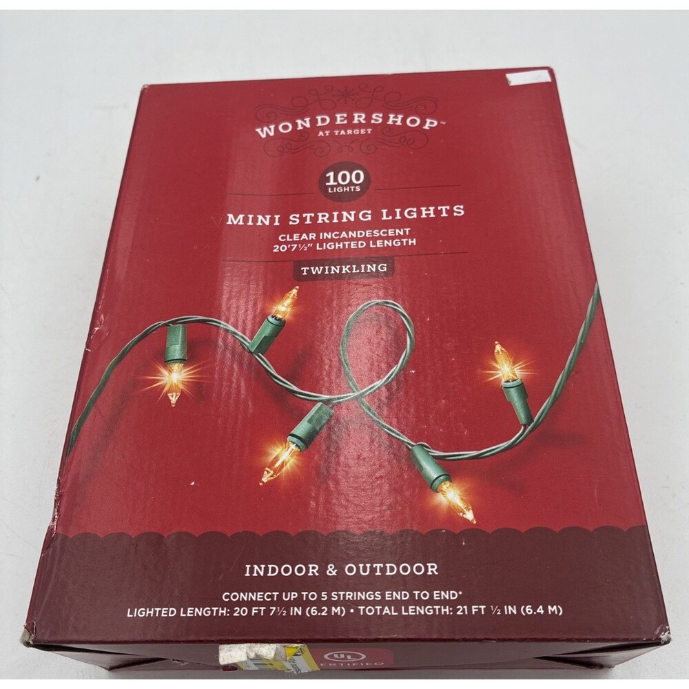 Wondershop Clear Mini Lights 100ct Indoor Outdoor String Lights New Christmas